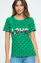 Green Polka Dot Graphic Tee Shirt
