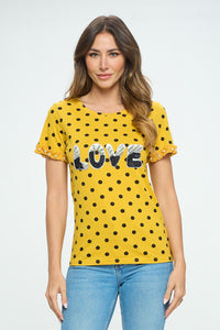 Green Polka Dot Graphic Tee Shirt