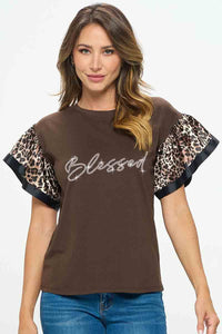 Animal Print Ruffle Sleeve Shirt