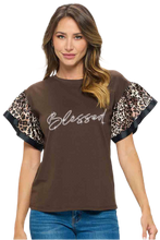 Animal Print Ruffle Sleeve Shirt