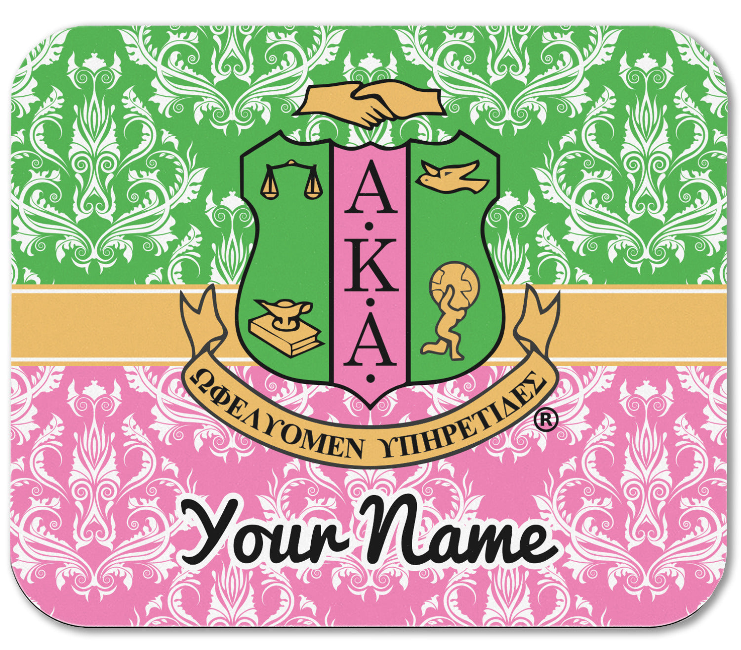 Personalized AKA 2 Color Damask Mouse Pad – Joan's Monogram