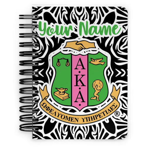 Personalized AKA Logo & Mandala Design Spiral Notebook - 5x7